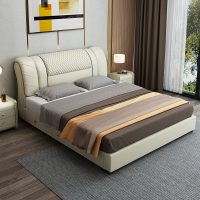梵宜现代简约双人床1.5米小户型卧室207#皮床1.8米床储物高箱软靠床
