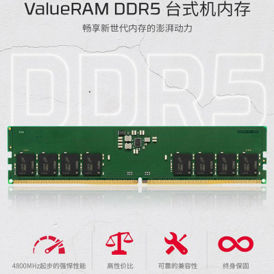 金士顿 (Kingston) 16GB DDR5 4800 台式机电脑内存条