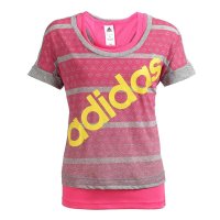 阿迪达斯女子短袖2015夏款两件套二合一T恤AC0774 AC0775 AE4613-FC