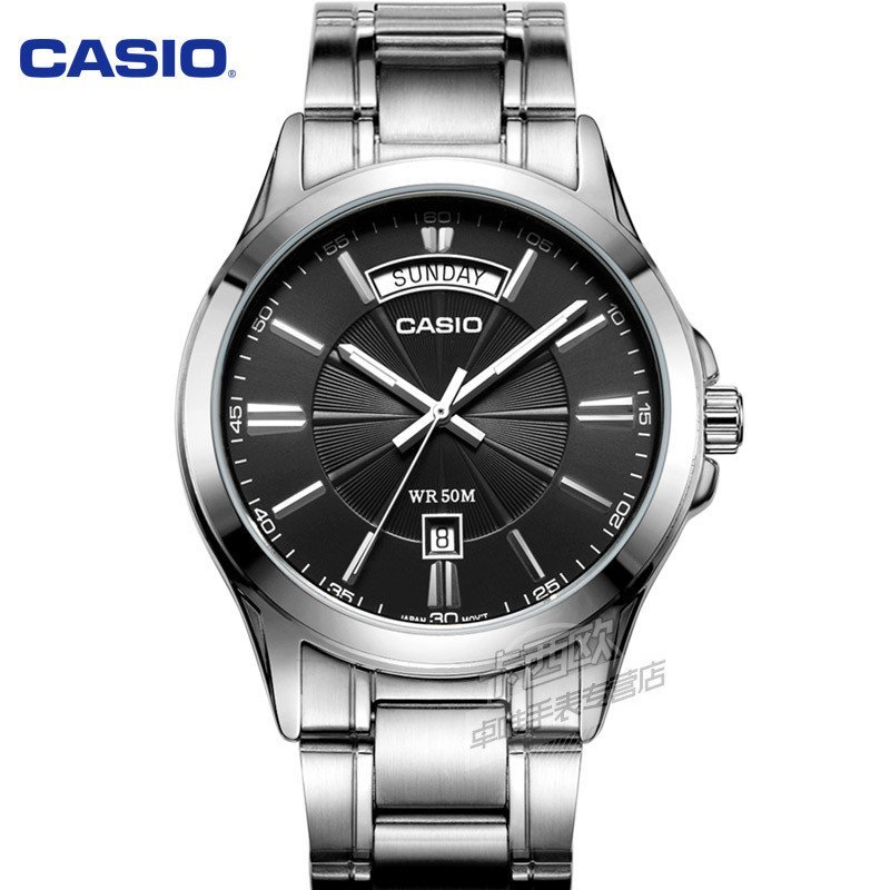 卡西欧男表 casio休闲简约石英腕表钢带男士手表