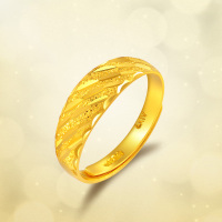 （无货）【中国黄金】 足金柳条切面闪亮黄金女士戒指 黄金戒指 经典妈妈款（定价）