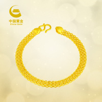 （不补）【中国黄金】足金宽面表链款女款黄金手链手镯 新品 女款手链