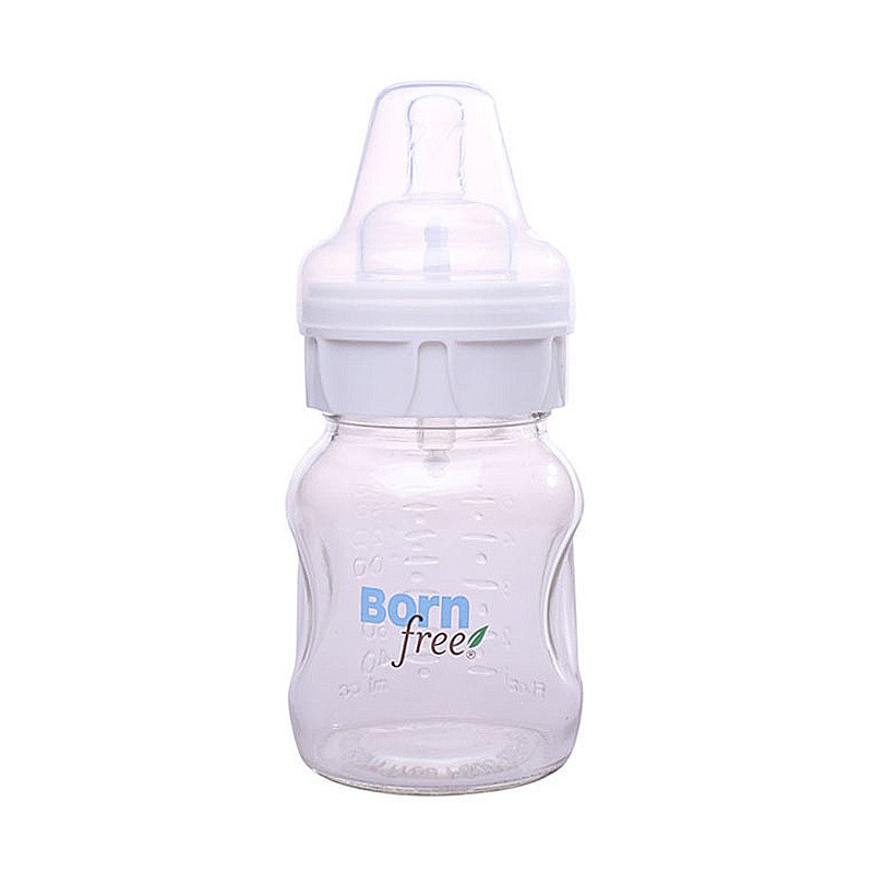[清仓]Born Free 婴儿宽口径玻璃奶瓶 带硅胶套 新生儿奶瓶 3个装 5安士 50ml*3个 2021年11月