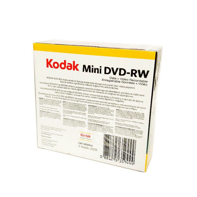 柯达Kodak 原装 8厘米 DVD-RW小盘 30分钟 光盘摄像机兼容 1.4GB 空白刻录光盘 5片装图片