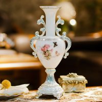 欧式高档田园创意双耳花瓶摆件客厅餐桌茶几家居装饰品