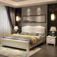 卡爱菲 1.5米实木床 1.8米双人床 1.35米现代简约床主卧室婚床 高箱储物床白色时尚家具