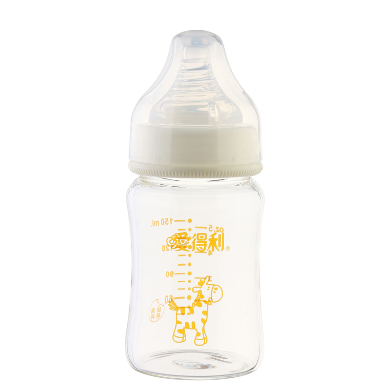 爱得利宽口径玻璃奶瓶婴儿晶钻玻璃奶瓶宝宝新生儿 150ml[Y1022]