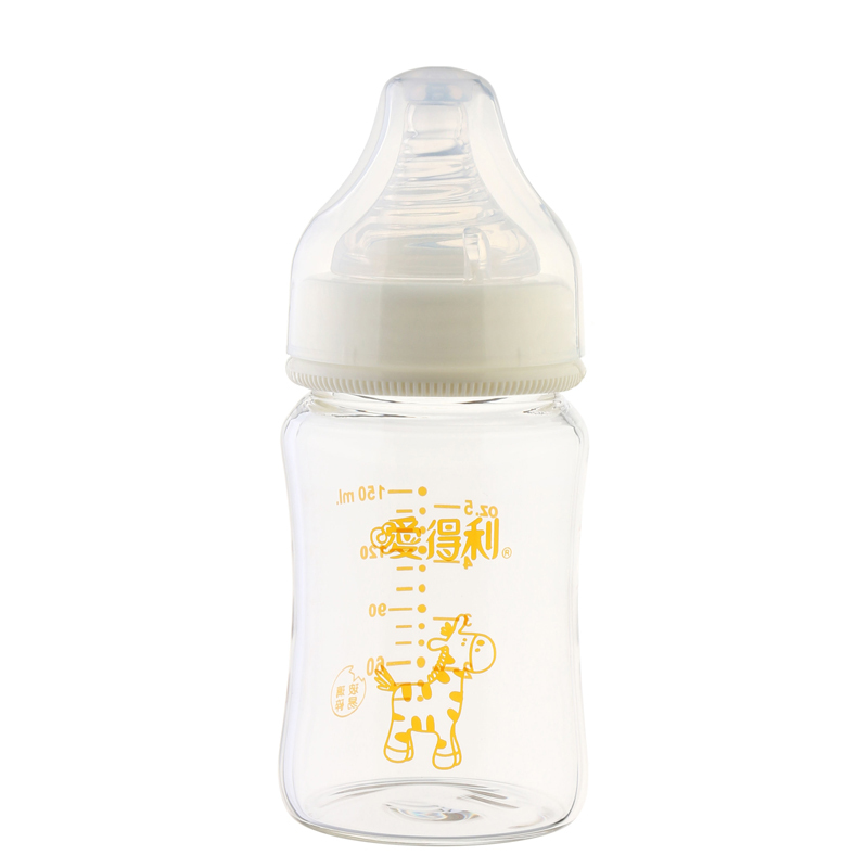 爱得利宽口径玻璃奶瓶婴儿晶钻玻璃奶瓶宝宝新生儿 150ml[Y1022]