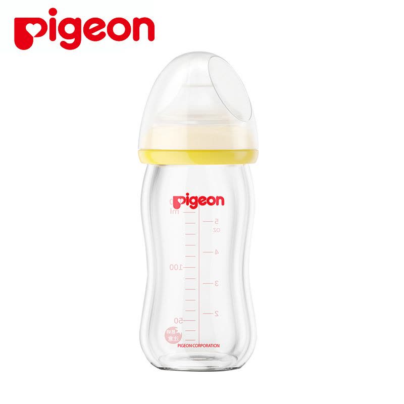 贝亲(Pigeon)玻璃奶瓶 宽口径玻璃奶瓶 贝亲奶瓶 宝宝喂养用品 160ml黄色AA73图片