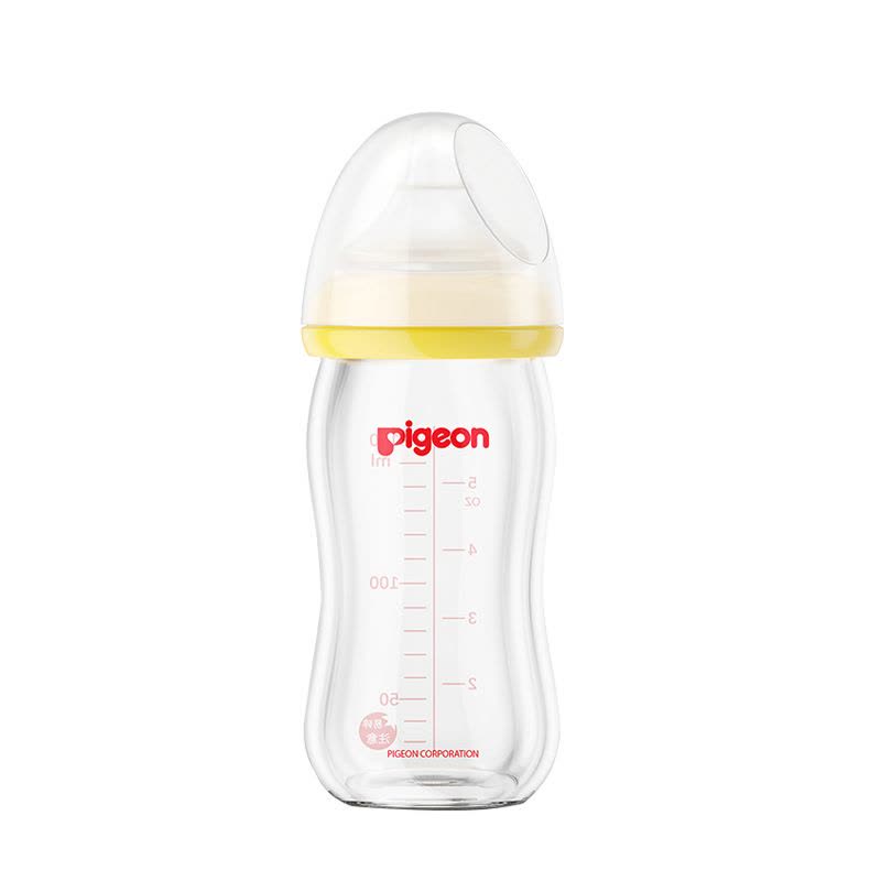 贝亲(Pigeon)玻璃奶瓶 宽口径玻璃奶瓶 贝亲奶瓶 宝宝喂养用品 160ml黄色AA73图片