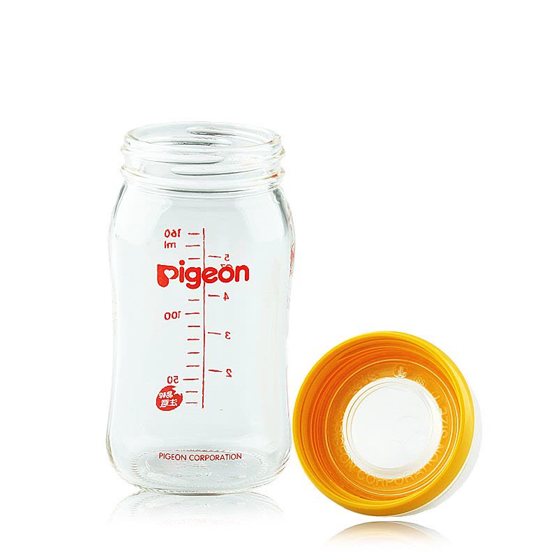 贝亲(Pigeon)玻璃奶瓶 宽口径玻璃奶瓶 贝亲奶瓶 宝宝喂养用品 160ml黄色AA73图片