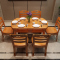 千喜凡品雅居 现代可伸缩实木餐桌椅组合6人小户型餐桌圆形橡胶木饭桌