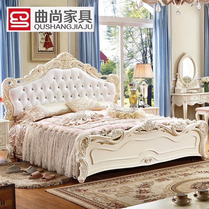 曲尚（Qushang）床 欧式真皮床 双人床1.8米 1.5米公主床家具 法式床 婚床图片