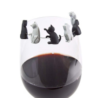 小猫酒杯标记器识别器酒杯区分器杯子区分标签标志6个装茶包挂