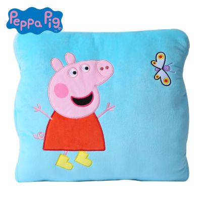 小猪佩奇Peppa Pig粉红猪小妹佩佩猪毛绒抱枕午睡暖手枕头垫 40cm 天蓝色