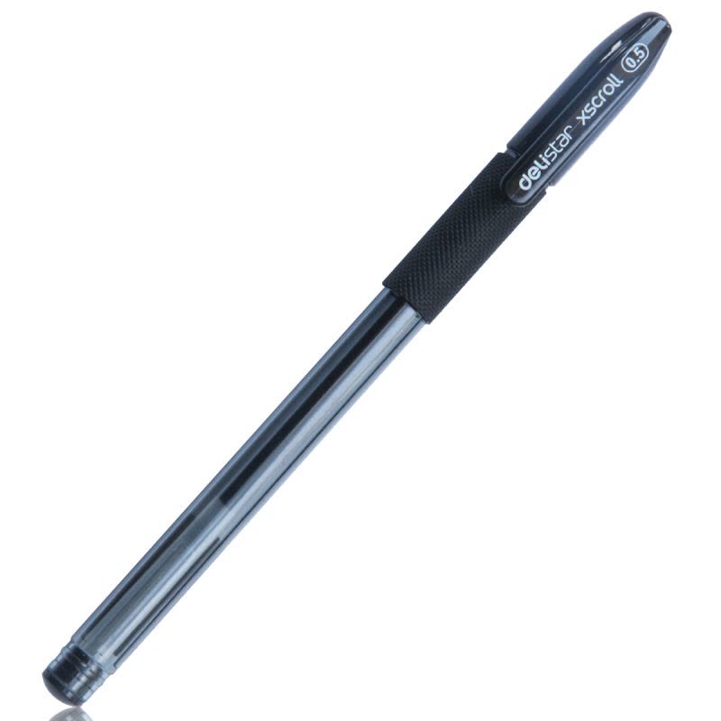 得力S55中性笔 碳素笔水笔 签字笔 办公文具书写笔0.5中性笔 半针管 黑色12支一盒【3盒更优惠9.9元一盒】黑色图片