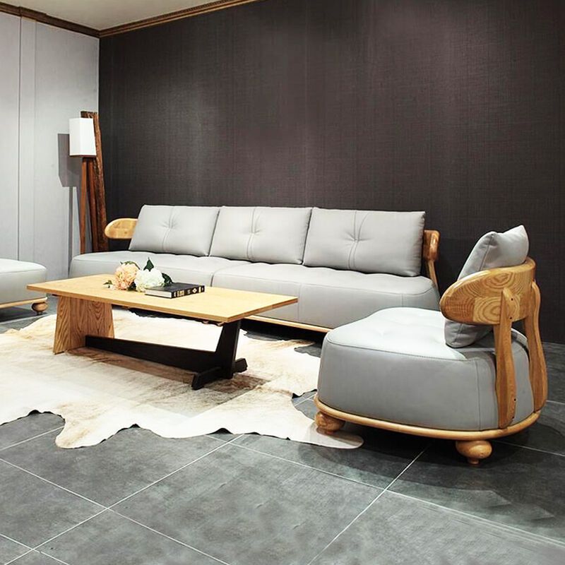慕尼思丹Munisidan 沙发 北欧实木沙发 现代简约真皮沙发 大小户型白蜡木沙发