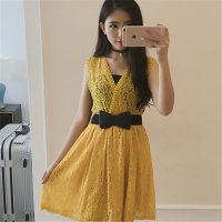 2016夏季女装韩版新款韩版深V领蕾丝气质连衣裙