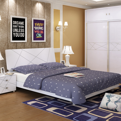 板式床简约现代床单人床双人床板式床气压高箱床储物床烤漆床大床卧室家具套装