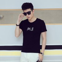 尊首(ZUNSHOU)2016新款男士T恤男士短袖纯色字母MJ短袖T恤