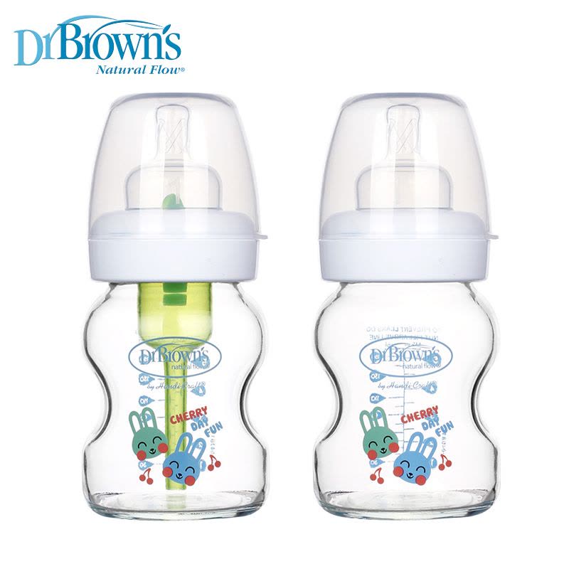 布朗博士(DrBrown’s)婴儿宽口径玻璃奶瓶爱宝选150ml流量1奶嘴 宝宝宽口玻璃奶瓶爱宝选晶彩版1个装图片