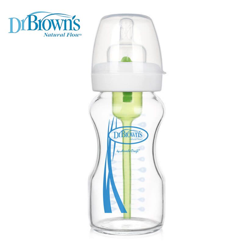 布朗博士(DrBrown’s)玻璃奶瓶爱宝选进口欧洲版9安士/270ml 配1奶嘴 初生婴儿宽口径玻璃奶瓶图片