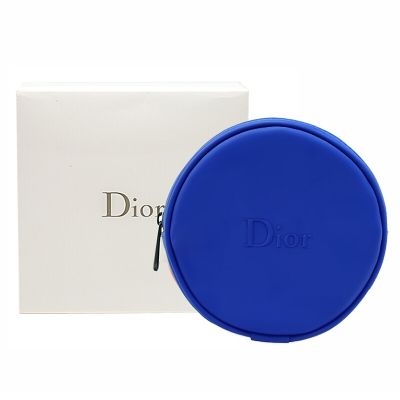 迪奥(Dior)蓝色圆形化妆包专柜套装包