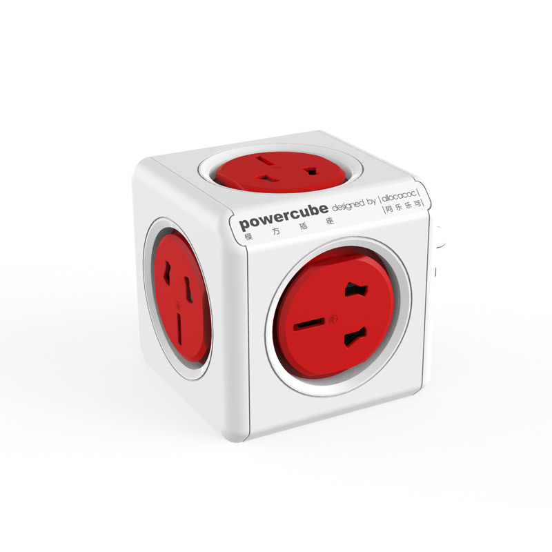 阿乐乐可 模方插座 智能插座 创意立体插座 无USB款不带延长线 直插红色