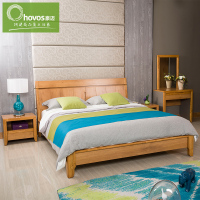 hovos豪迈 实木床 环保实木油漆 E1级板材 北欧宜家造型板木结合床/高箱储物床 E-AZ004
