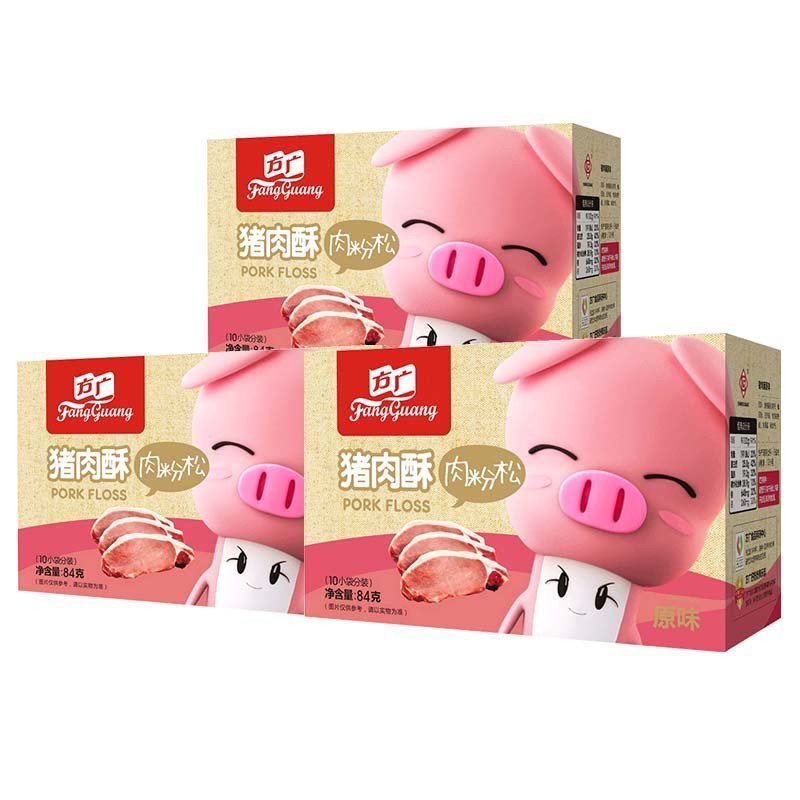 方广零食肉松肉酥营养盒装组合 84g猪肉酥原味*3盒