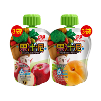 方广辅食宝宝零食果泥清香苹果泥3袋+黄桃草莓3袋共6袋