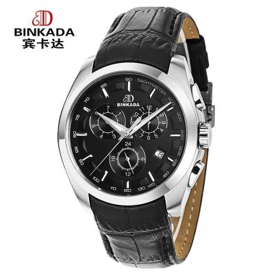 宾卡达BINKADA正品手表 全自动机械表 商务休闲男表 多功能六针精钢防水男士手表7033B