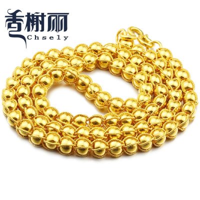 香榭丽珠宝 Au999黄金项链 金丝环绕项链 圆珠M型搭扣极简装饰