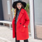 歌诺瑞丝2016女装新款韩版中长款简约马蹄袖毛呢大衣外套女8897