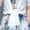 歌诺瑞丝2017夏季女装新款韩版修身显瘦大码两件套水墨印花棉麻连衣裙女6006