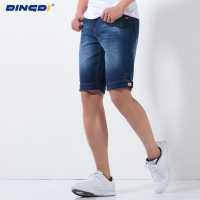 鼎的(Dingdi)夏季牛仔短裤男薄款直筒潮 休闲翻边韩版牛仔中裤深色5分裤