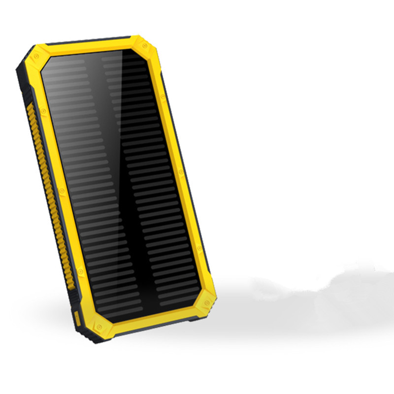 鸿伟科 太阳能充电宝 20000毫安大容量移动电源 苹果小米三星手机平板通用便携式超薄移动电源 黄色