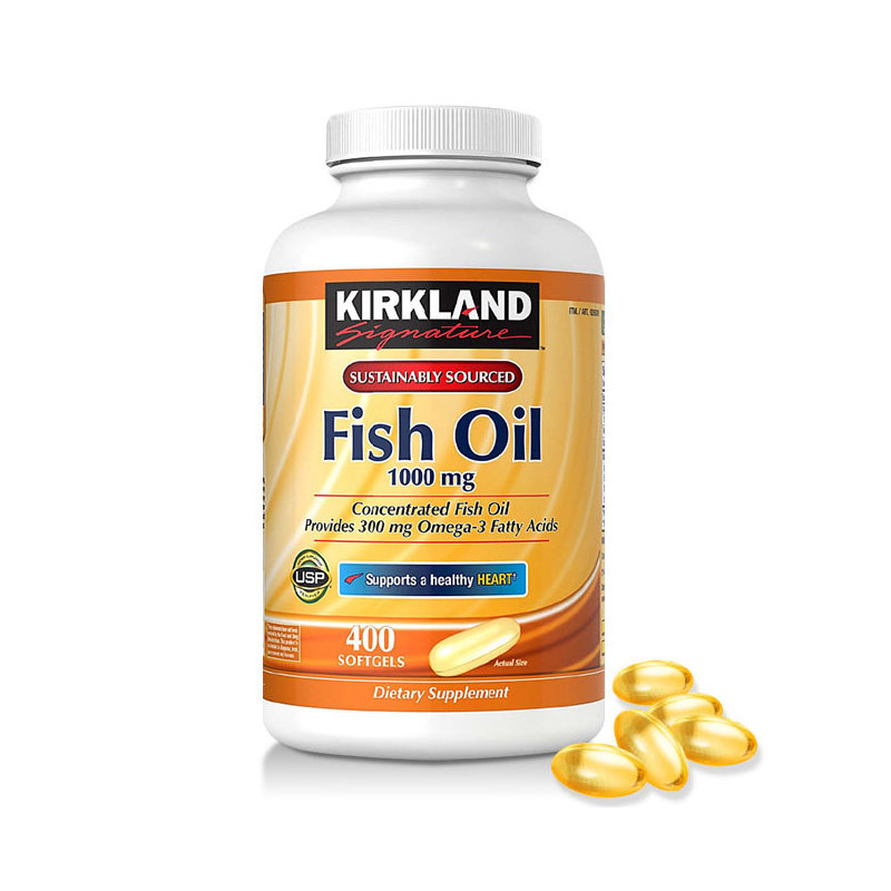 [海外购]Kirkland FISH OIL天然深海浓缩鱼油1000mg400粒 美国原装直邮