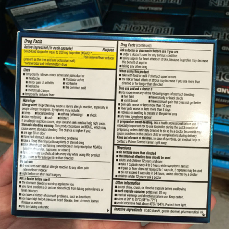 [海外购]Kirkland 布洛芬ibuprofen 延缓轻微痛感片180粒*2瓶 美国原装直邮