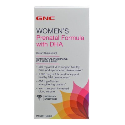 GNC健安喜 孕妇维生素含叶酸钙铁锌备孕孕期哺乳期营养素 孕妇维生素（强化DHA）90粒