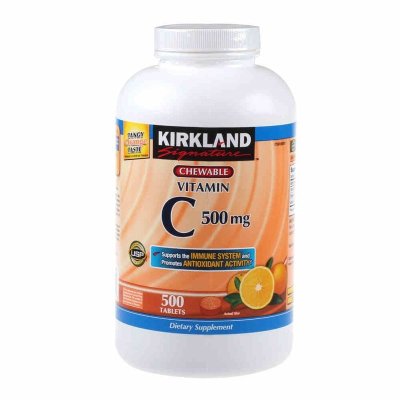 Kirkland 维生素C维他命VC500mg 500粒 vc美白美容养颜祛疤预防贫血缓解疲劳 橙子味咀嚼片