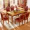 宫寓家具欧式长方形大理石餐桌真皮椅子美式实木餐桌椅套餐餐厅吃饭桌 小户型餐桌 4-6人餐桌