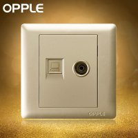 OPPLE欧普照明 86型金色有线电视插口电脑网线插孔 电视插电脑插座面板