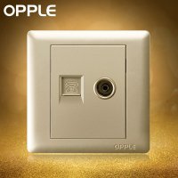 OPPLE欧普照明 86型金色有线电视插口电话插孔插座 电视插电话插座面板