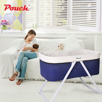 pouch婴儿床 欧式铝合金多功能宝宝床可折叠环保便携BB床摇篮H19