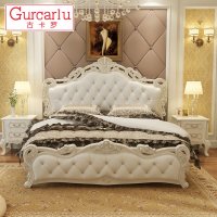 古卡罗 床 欧式床双人床 法式公主婚床皮质实木床卧室家具
