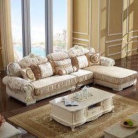 古卡罗 法式沙发 欧式别墅客厅实木L型转角布艺沙发 图片色