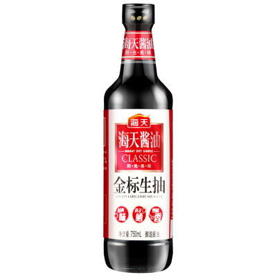 海天金标生抽750mL(500ml+250ml 加量装)家用瓶装酿造酱油厨房调味品炒菜凉拌烹饪调料