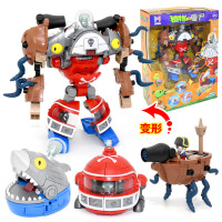 正版植物大战僵尸2玩具全套装版合体变形机器人巨人僵尸博士儿童男孩 三合体战甲