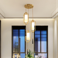 轩尼雅全铜新中式吊灯创意个性轻奢书房茶室单头样板房阳台玄关餐厅灯具